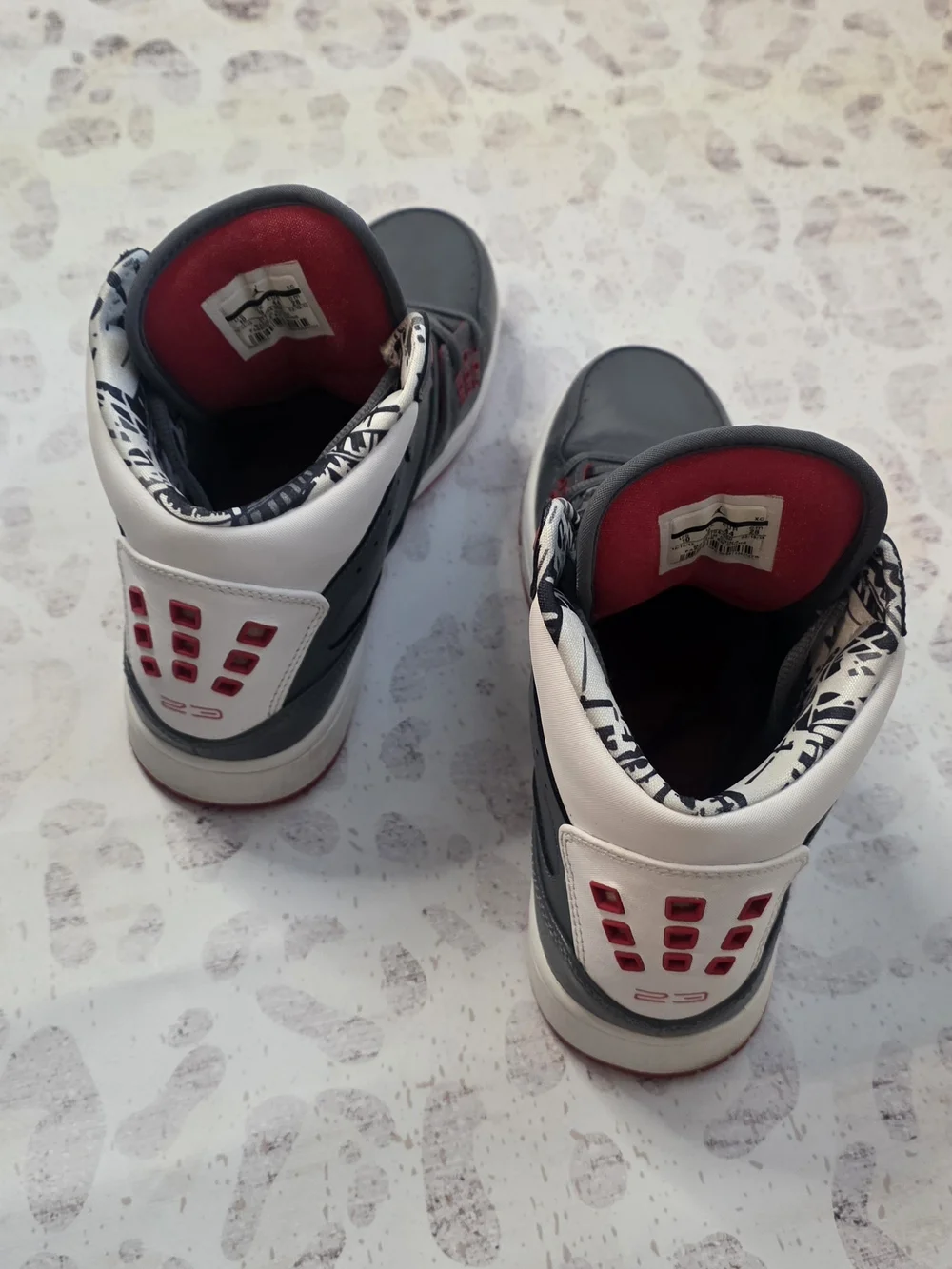 Jordan Men’s High-Top Sneakers – Gray/White/Red